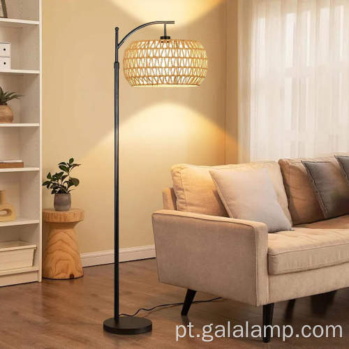 Candeeiro de pé tecido de bambu nórdico moderno